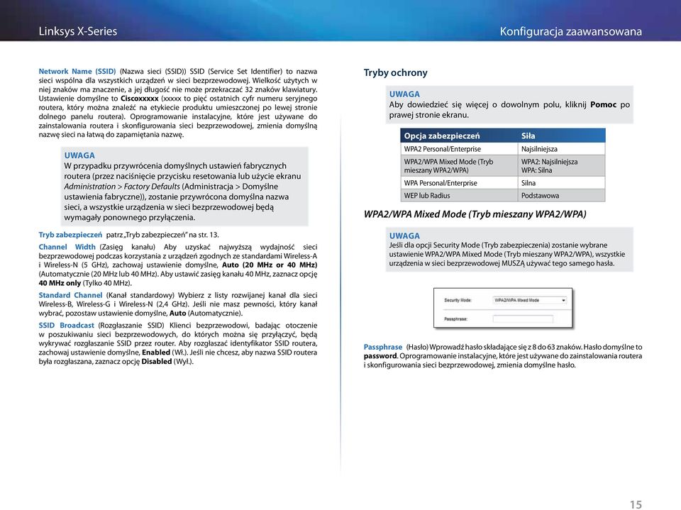 Ustawienie domyślne to Ciscoxxxxx (xxxxx to pięć ostatnich cyfr numeru seryjnego routera, który można znaleźć na etykiecie produktu umieszczonej po lewej stronie dolnego panelu routera).