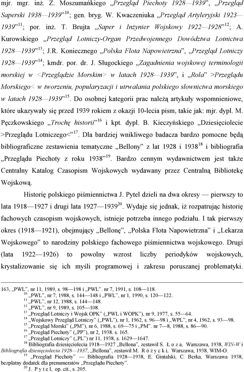 Koniecznego Polska Flota Napowietrzna, Przegląd Lotniczy 1928 1939 14 ; kmdr. por. dr. J.