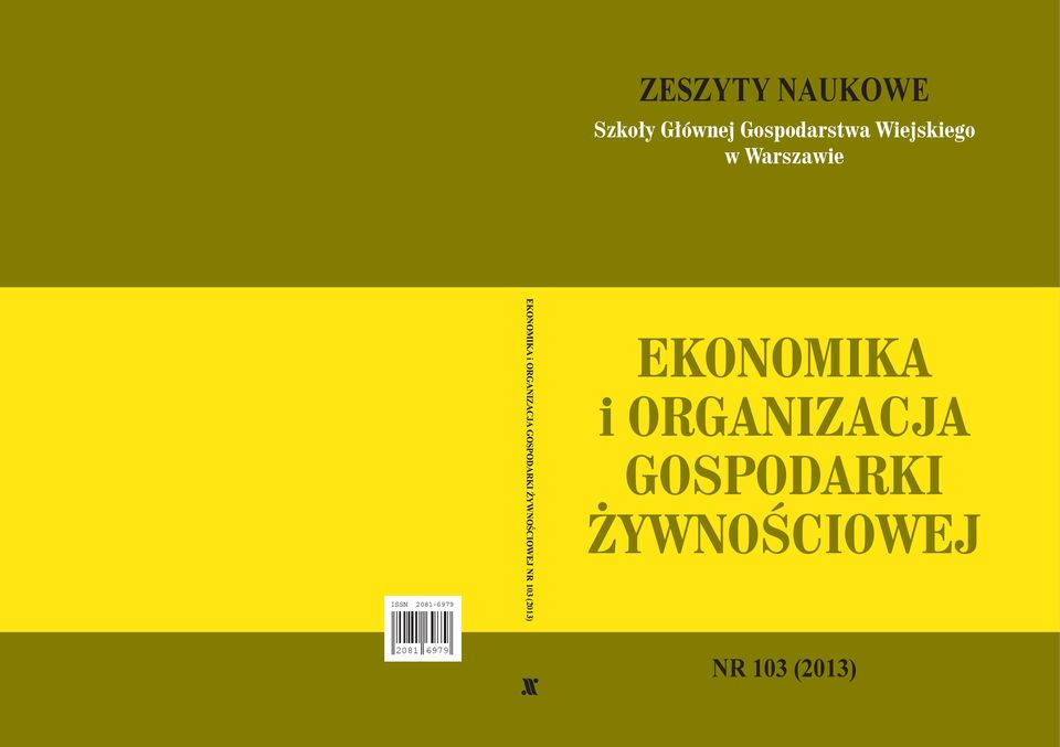 EKONOMIKA i ORGANIZACJA GOSPODARKI ŻYWNOŚCIOWEJ NR