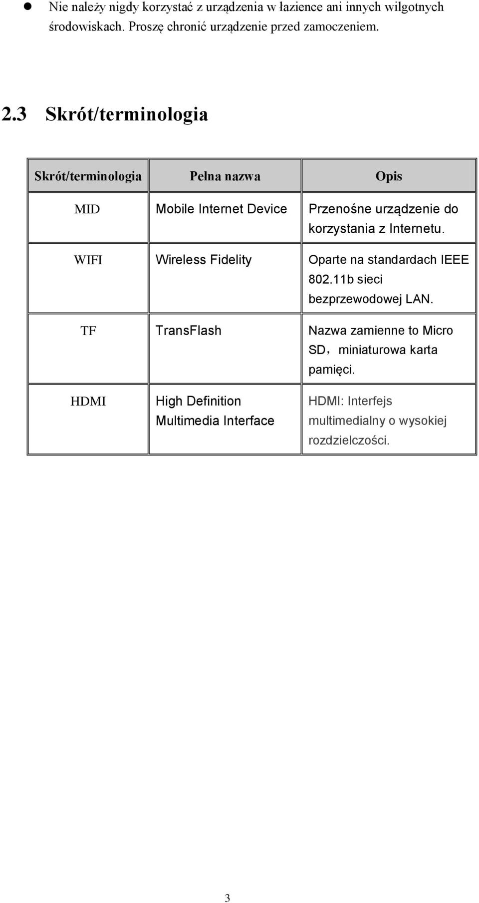 3 Skrót/terminologia Skrót/terminologia Pełna nazwa Opis MID Mobile Internet Device Przenośne urządzenie do korzystania z