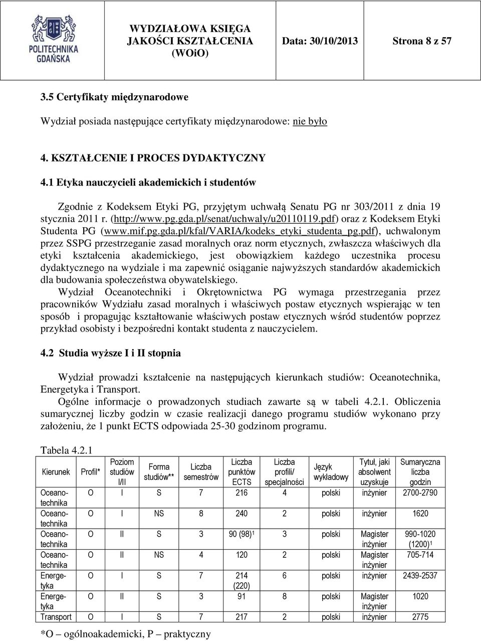 pdf) oraz z Kodeksem Etyki Studenta PG (www.mif.pg.gda.pl/kfal/varia/kodeks_etyki_studenta_pg.