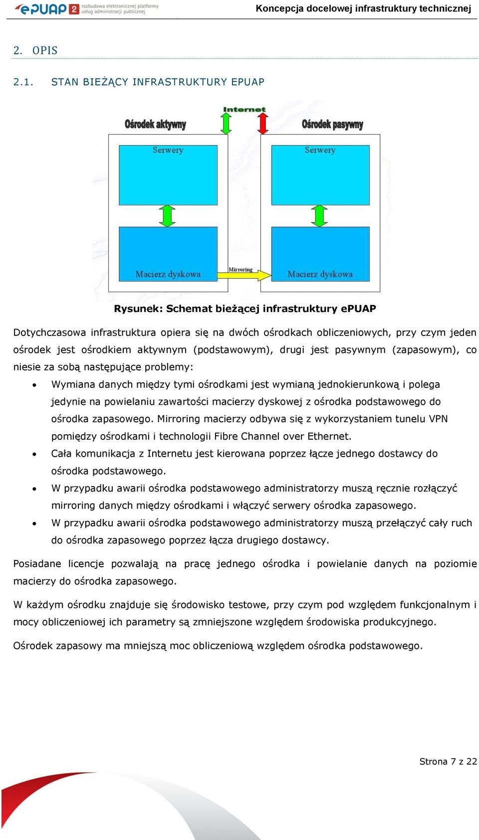 aktywnym (podstawowym), drugi jest pasywnym (zapasowym), co niesie za sobą następujące problemy: Wymiana danych między tymi ośrodkami jest wymianą jednokierunkową i polega jedynie na powielaniu