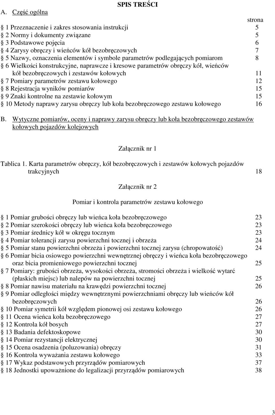 elementów i symbole parametrów podlegających pomiarom 8 6 Wielkości konstrukcyjne, naprawcze i kresowe parametrów obręczy kół, wieńców kół bezobręczowych i zestawów kołowych 11 7 Pomiary parametrów