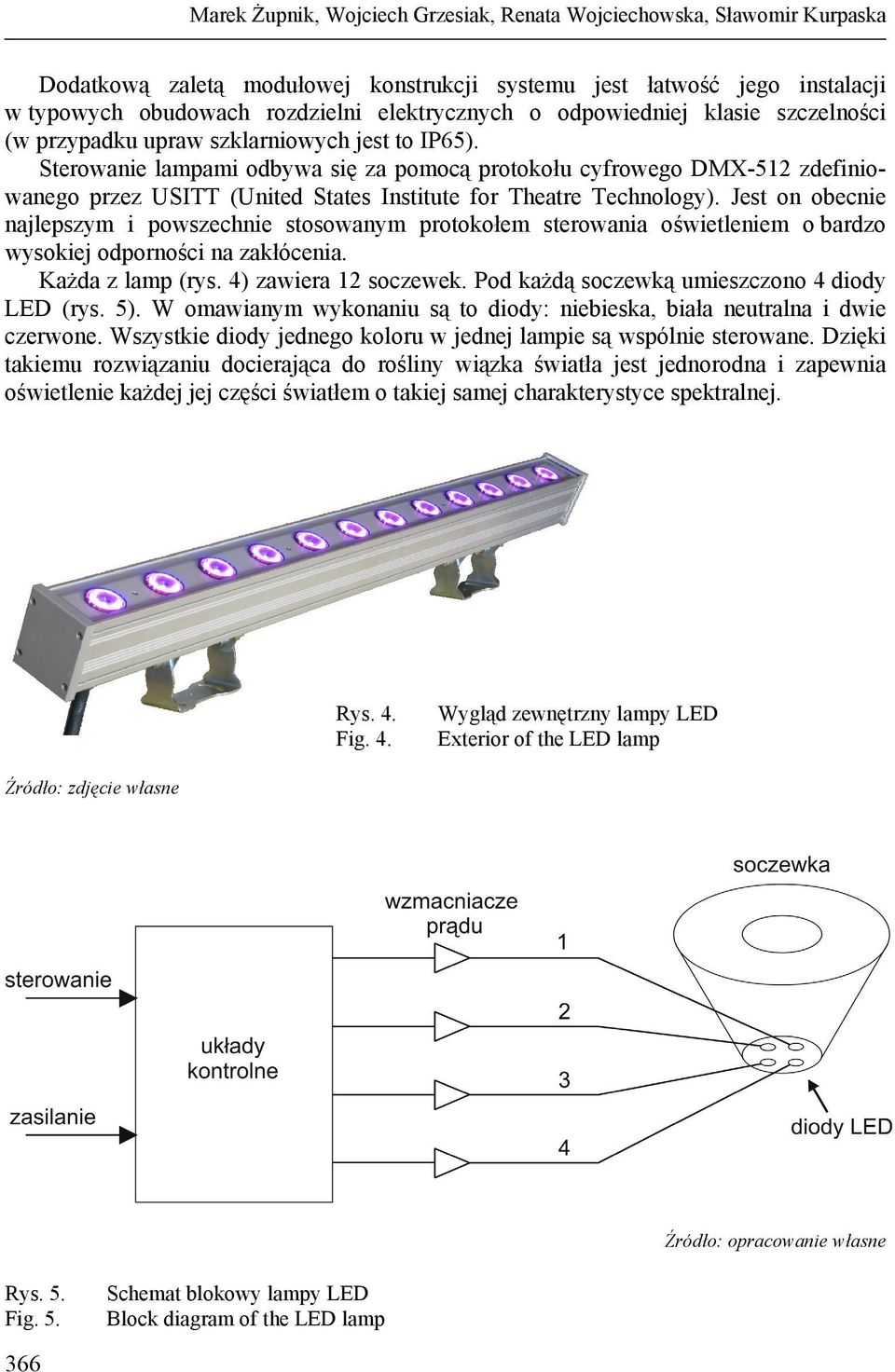 Sterowanie lampami odbywa się za pomocą protokołu cyfrowego DMX-512 zdefiniowanego przez USITT (United States Institute for Theatre Technology).