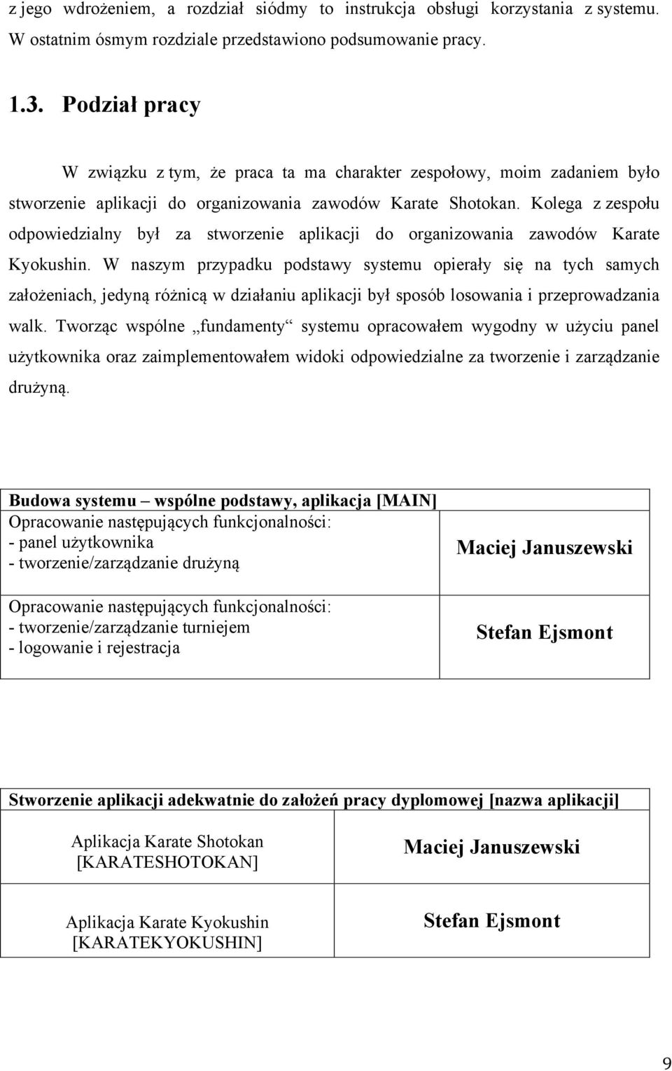 Kolega z zespołu odpowiedzialny był za stworzenie aplikacji do organizowania zawodów Karate Kyokushin.