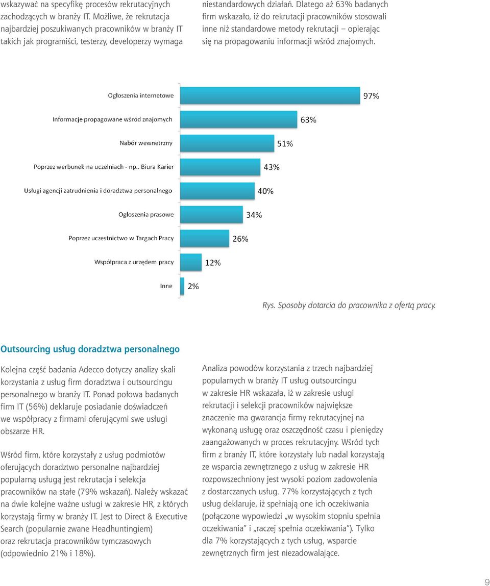 Dlatego aż 63% badanych firm wskazało, iż do rekrutacji pracowników stosowali inne niż standardowe metody rekrutacji opierając się na propagowaniu informacji wśród znajomych. Rys.