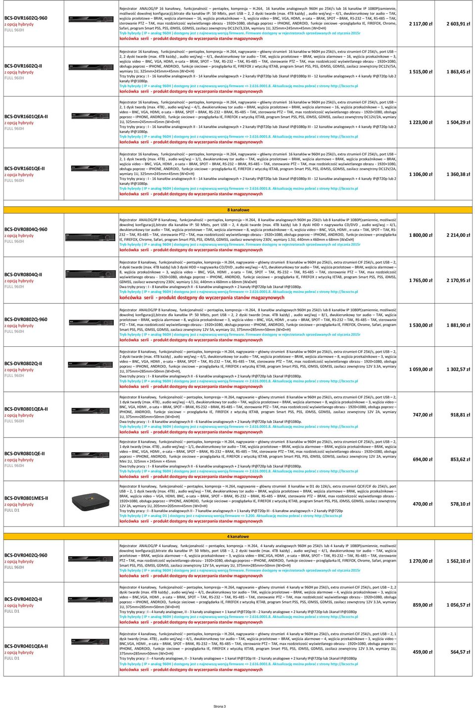 4TB każdy), audio wej/wyj 4/1, dwukierunkowy tor audio TAK, wyjścia przelotowe BRAK, wejścia alarmowe 16, wyjścia przekaźnikowe 3, wyjścia video BNC, VGA, HDMI, e-sata BRAK, SPOT BRAK, RS-232 TAK,