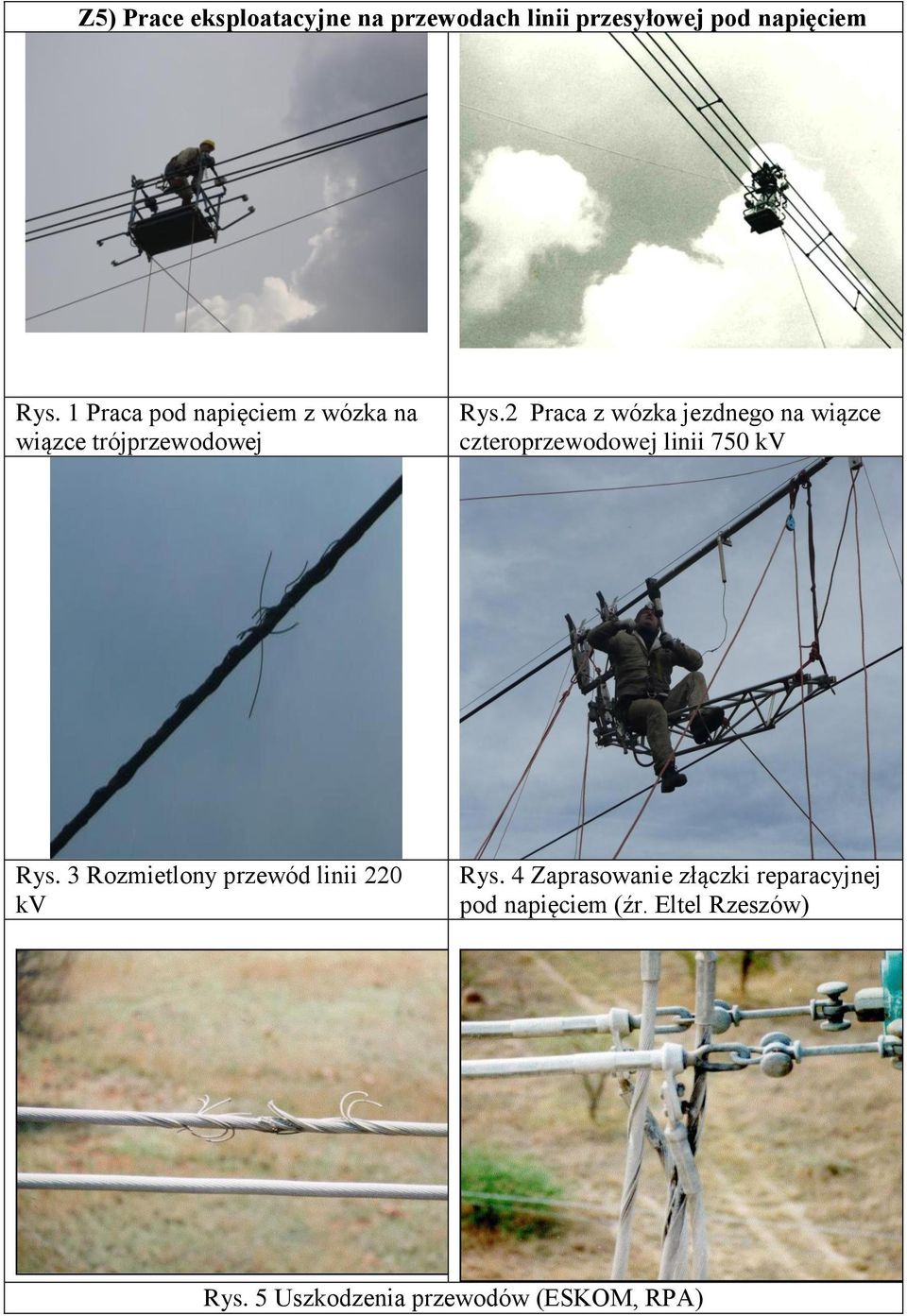 2 Praca z wózka jezdnego na wiązce czteroprzewodowej linii 750 kv Rys.