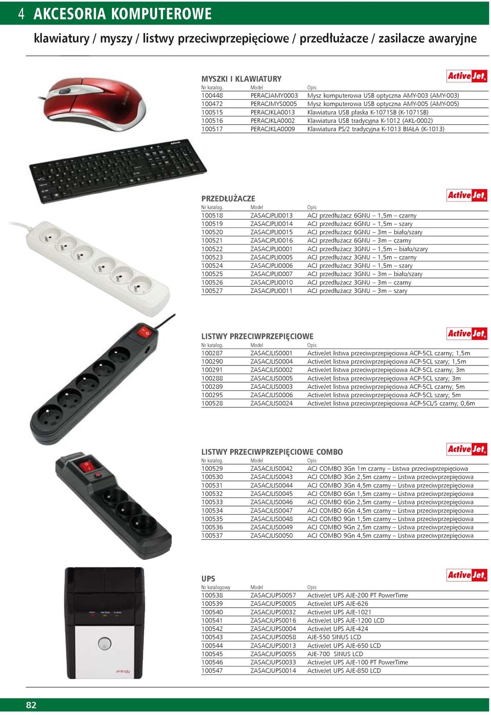 K-1071SB (K-1071SB) 100516 PERACJKLA0002 Klawiatura USB tradycyjna K-1012 (AKL-0002) 100517 PERACJKLA0009 Klawiatura PS/2 tradycyjna K-1013 BIAŁA (K-1013) PRZEDŁUŻACZE Nr katalog.