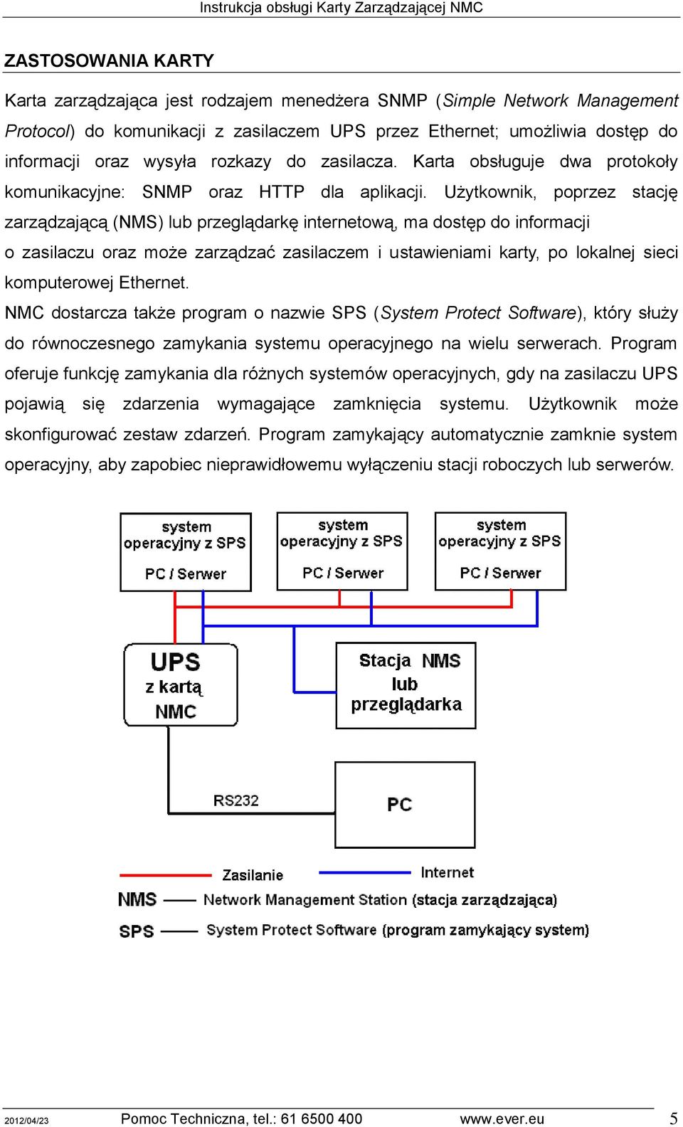 Użytkownik, poprzez stację zarządzającą (NMS) lub przeglądarkę internetową, ma dostęp do informacji o zasilaczu oraz może zarządzać zasilaczem i ustawieniami karty, po lokalnej sieci komputerowej