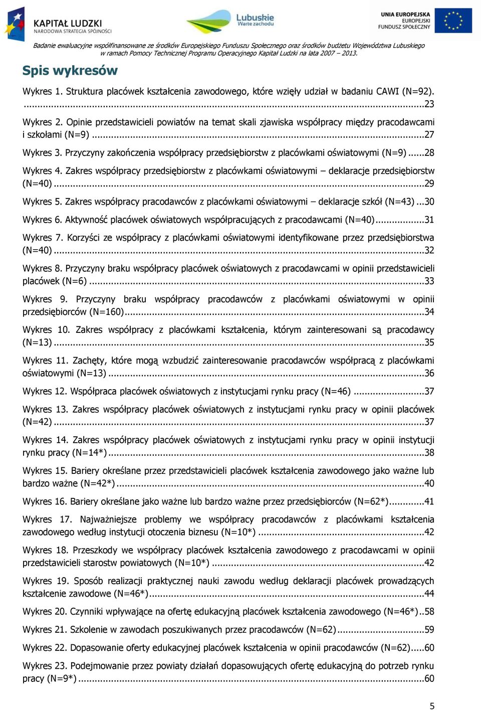 ..28 Wykres 4. Zakres współpracy przedsiębiorstw z placówkami oświatowymi deklaracje przedsiębiorstw (N=40)...29 Wykres 5.