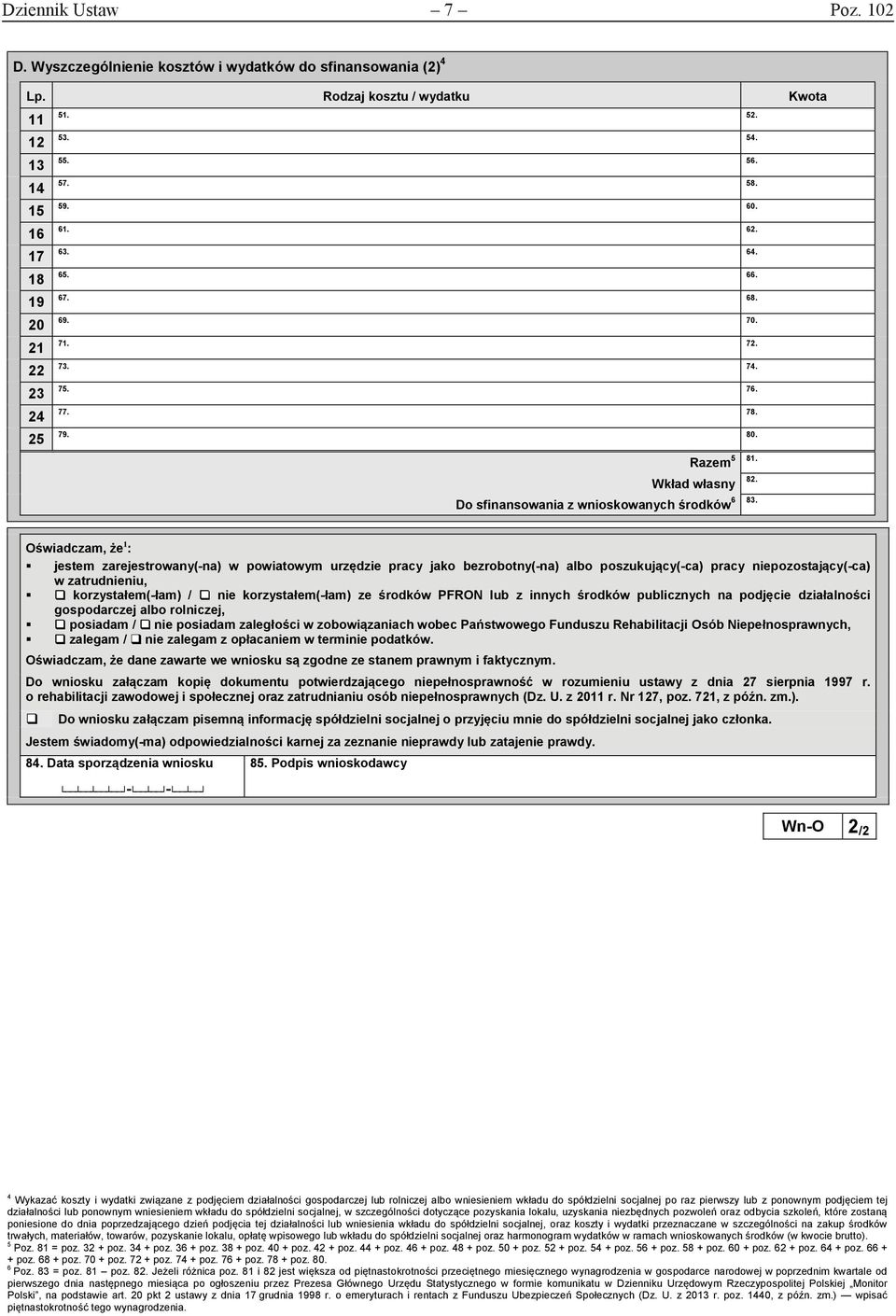 Oświadczam, że 1 : jestem zarejestrowany(-na) w powiatowym urzędzie pracy jako bezrobotny(-na) albo poszukujący(-ca) pracy niepozostający(-ca) w zatrudnieniu, korzystałem(-łam) / nie