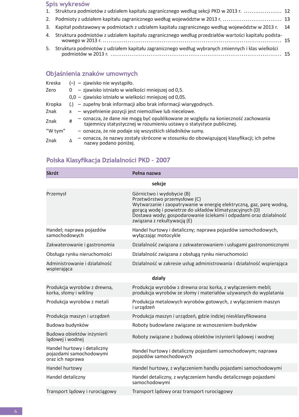 Struktura z udziałem kapitału zagranicznego według przedziałów wartości kapitału podstawowego w 2013 r.... 15 5.