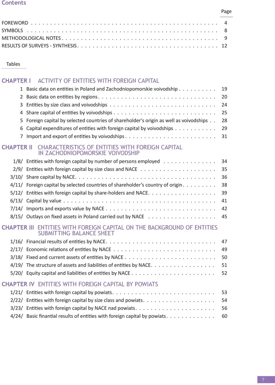 ......... 19 2 Basic data on entities by regions............................... 20 3 Entities by size class and voivodships............................ 24 4 Share capital of entities by voivodships.