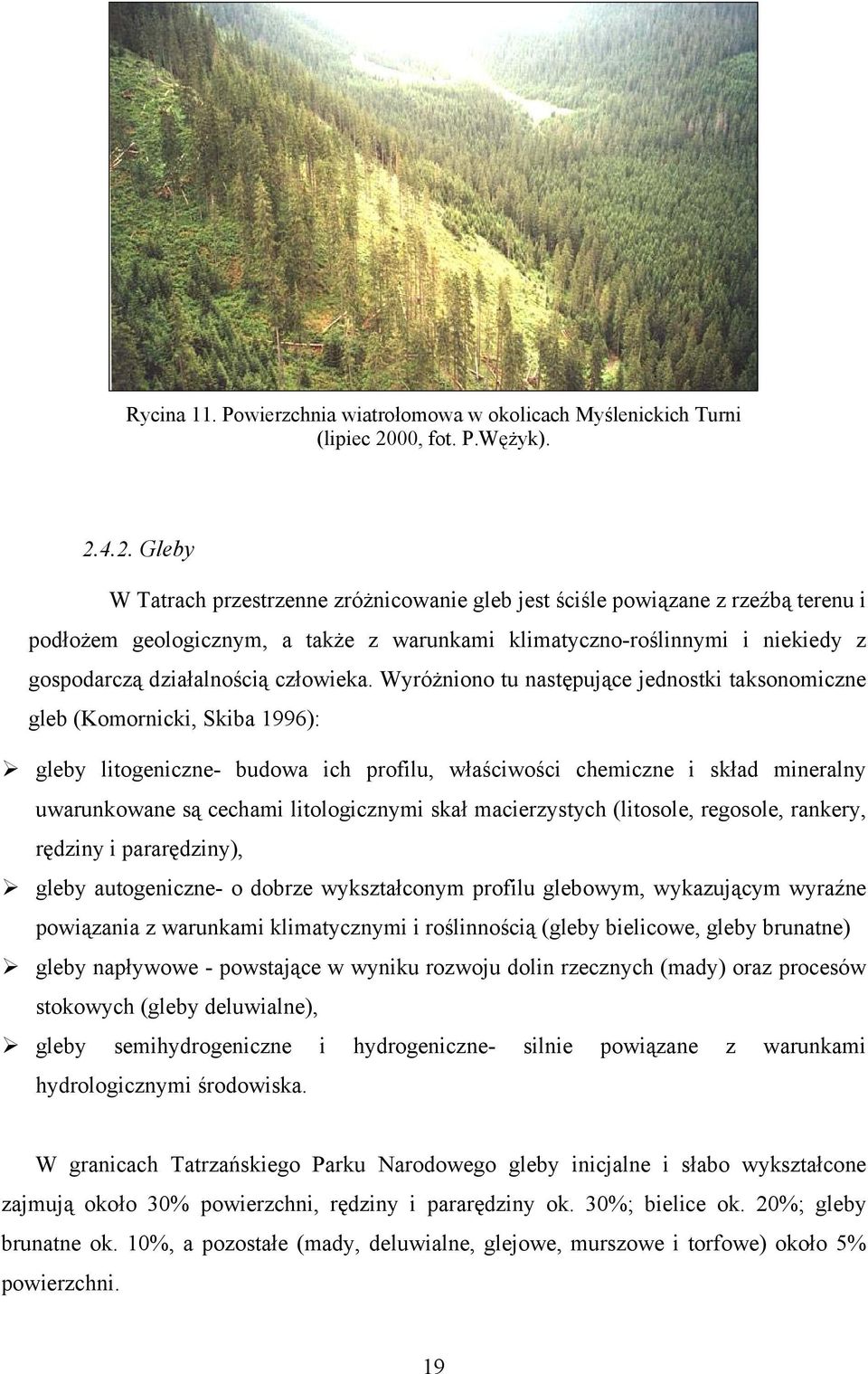 4.2. Gleby W Tatrach przestrzenne zróżnicowanie gleb jest ściśle powiązane z rzeźbą terenu i podłożem geologicznym, a także z warunkami klimatyczno-roślinnymi i niekiedy z gospodarczą działalnością