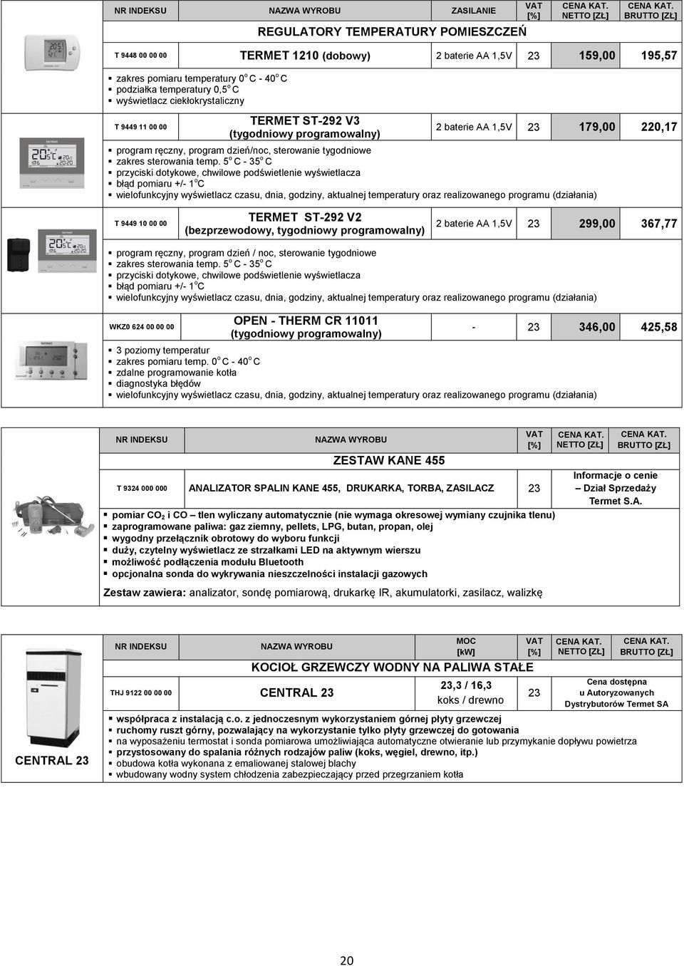 zakres sterowania temp.