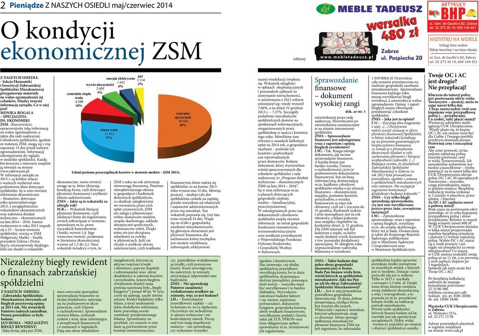 Członkowie spółdzielni, zgodnie ze statutem ZSM, mogą się z nią zapoznać 15 dni przed walnym zgromadzeniem. Informację udostępniamy do wglądu w siedzibie spółdzielni.