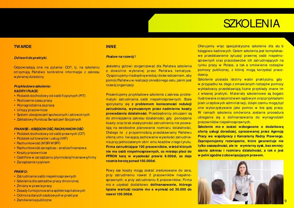 Zakładowy Fundusz Świadczeń Socjalnych FINANSE KSIĘGOWOŚĆ, RACHUNKOWOŚĆ: Podatek dochodowy od osób prawnych (CIT) Podatek od towarów i usług (VAT) Rachunkowość (MSR/MSFF) Rachunkowość zarządcza