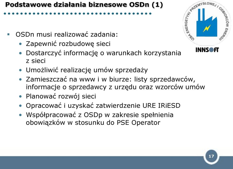 biurze: listy sprzedawców, informacje o sprzedawcy z urzędu oraz wzorców umów Planować rozwój sieci