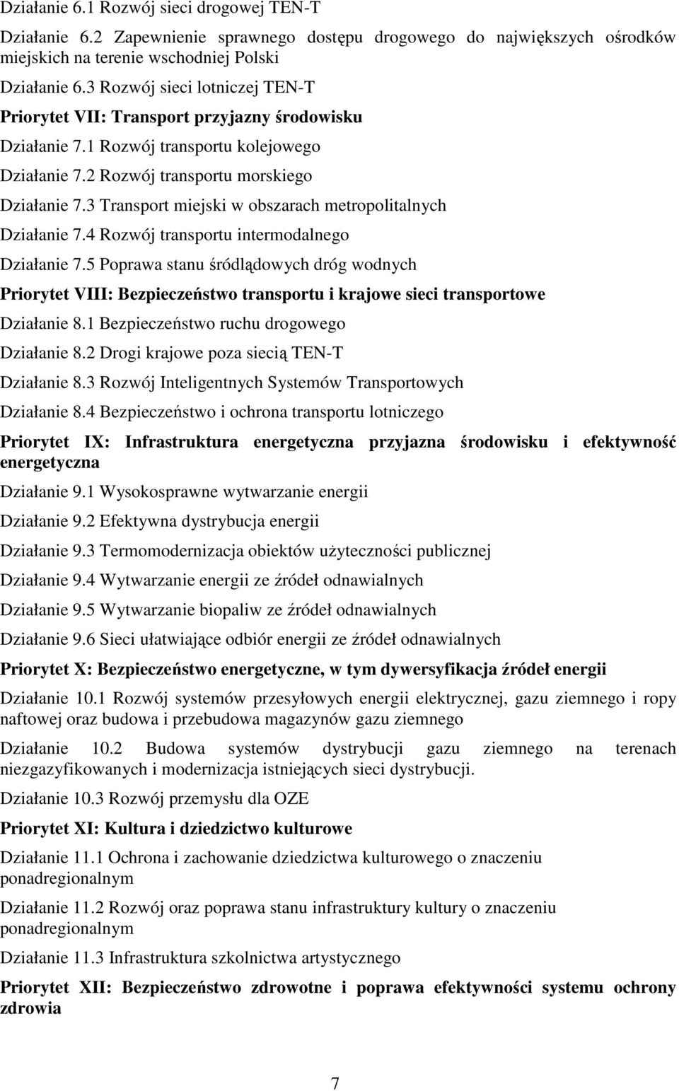 3 Transport miejski w obszarach metropolitalnych Działanie 7.4 Rozwój transportu intermodalnego Działanie 7.