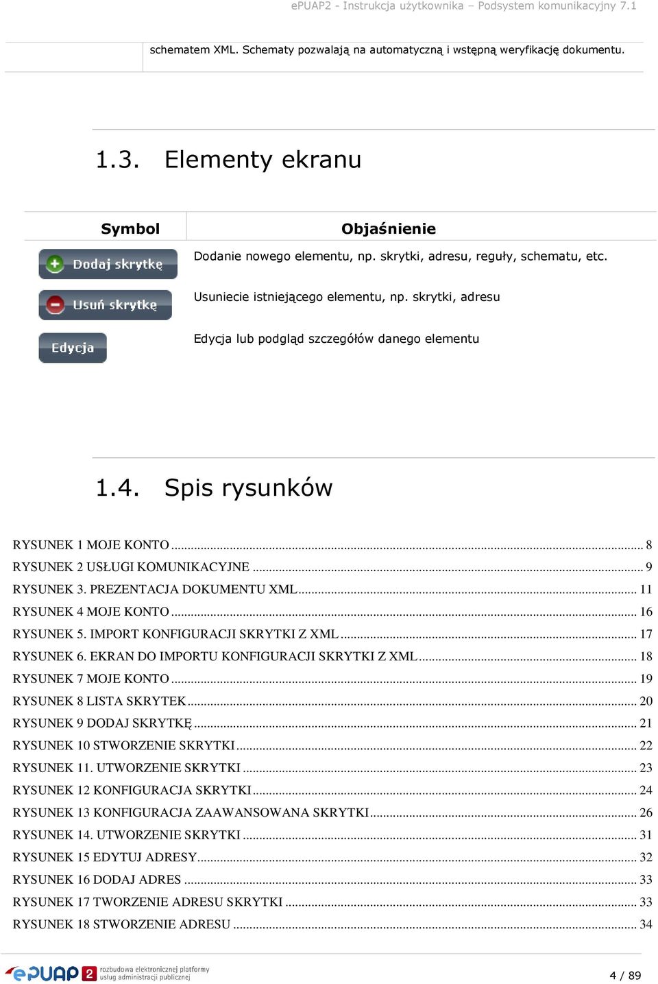 PREZENTACJA DOKUMENTU XML... 11 RYSUNEK 4 MOJE KONTO... 16 RYSUNEK 5. IMPORT KONFIGURACJI SKRYTKI Z XML... 17 RYSUNEK 6. EKRAN DO IMPORTU KONFIGURACJI SKRYTKI Z XML... 18 RYSUNEK 7 MOJE KONTO.