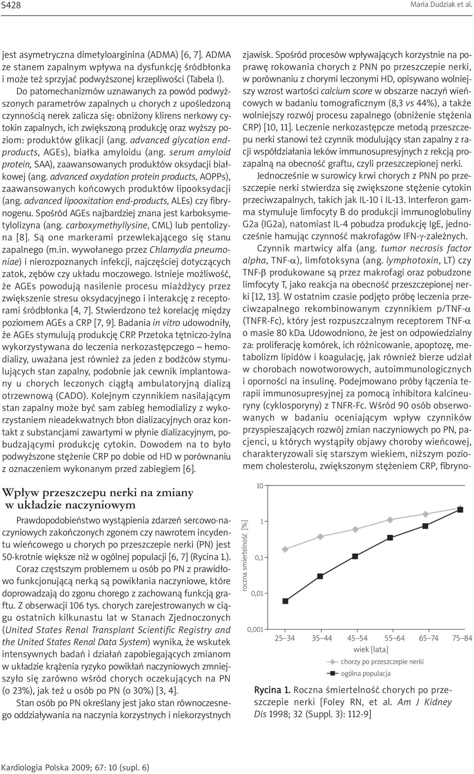 oraz wyższy poziom: produktów glikacji (ang. advanced glycation endproducts, AGEs), białka amyloidu (ang. serum amyloid protein, SAA), zaawansowanych produktów oksydacji białkowej (ang.