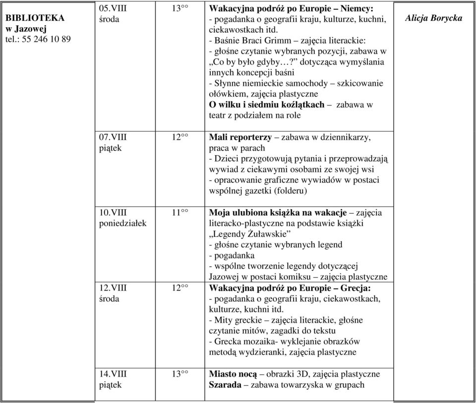 dotycząca wymyślania innych koncepcji baśni - Słynne niemieckie samochody szkicowanie ołówkiem, zajęcia plastyczne O wilku i siedmiu koźlątkach zabawa w teatr z podziałem na role Alicja Borycka 07.