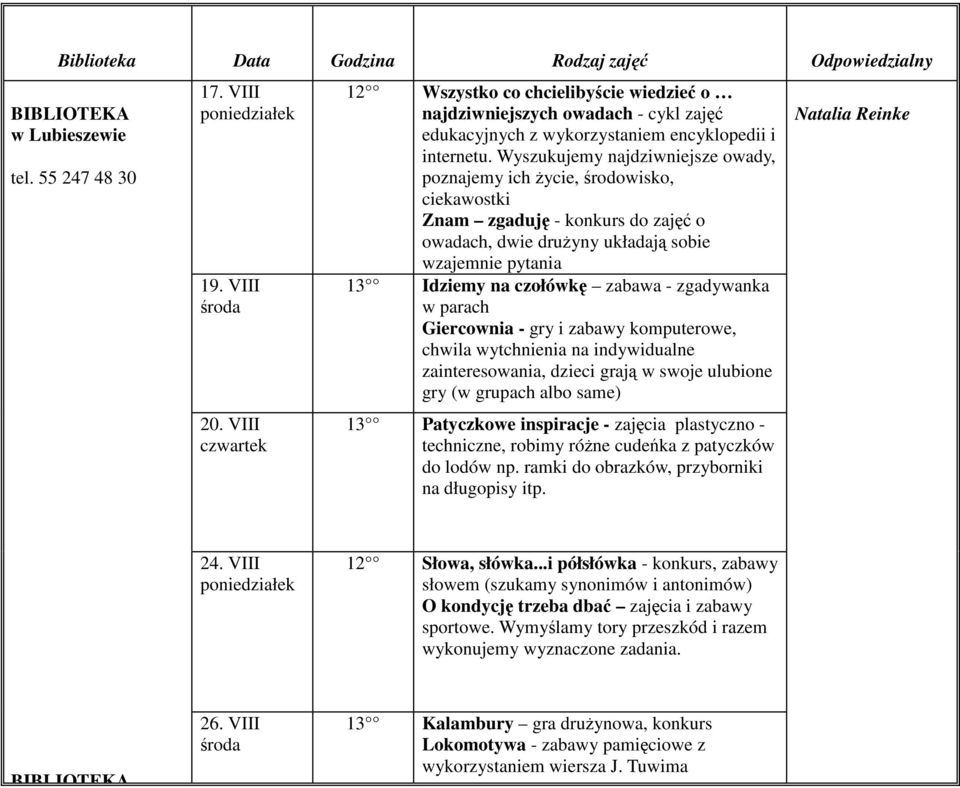 zgadywanka w parach Giercownia - gry i zabawy komputerowe, chwila wytchnienia na indywidualne zainteresowania, dzieci grają w swoje ulubione gry (w grupach albo same) 13 Patyczkowe inspiracje -