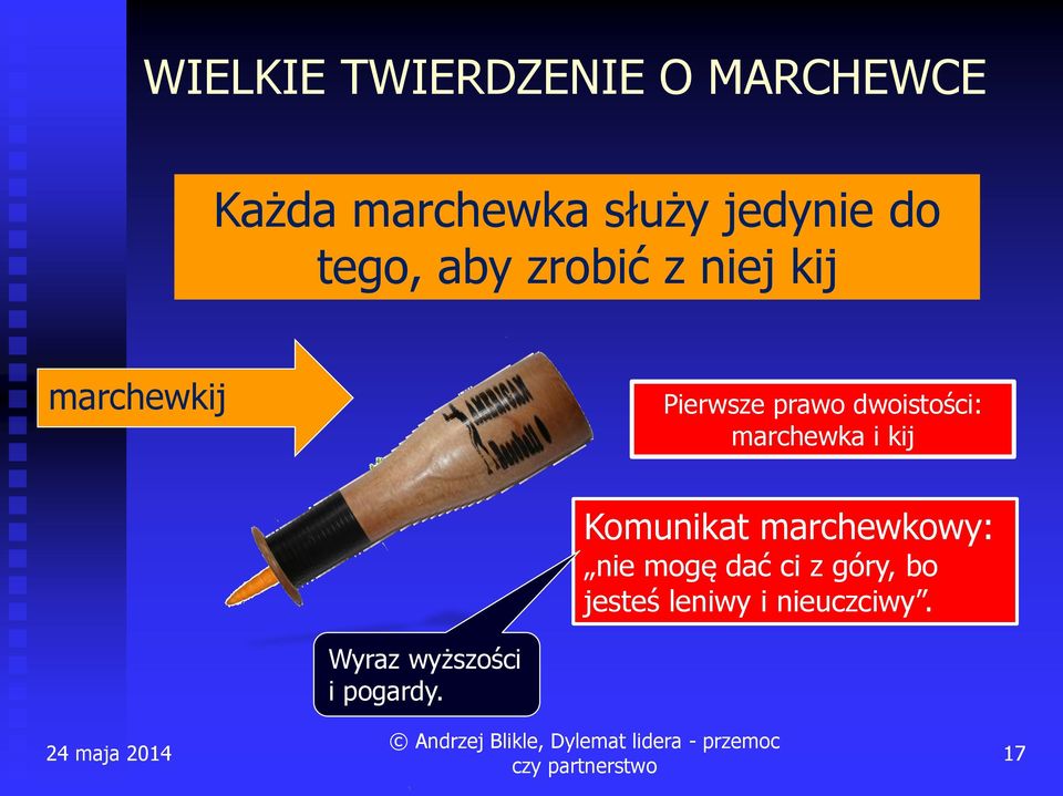 dwoistości: marchewka i kij Komunikat marchewkowy: nie mogę dać