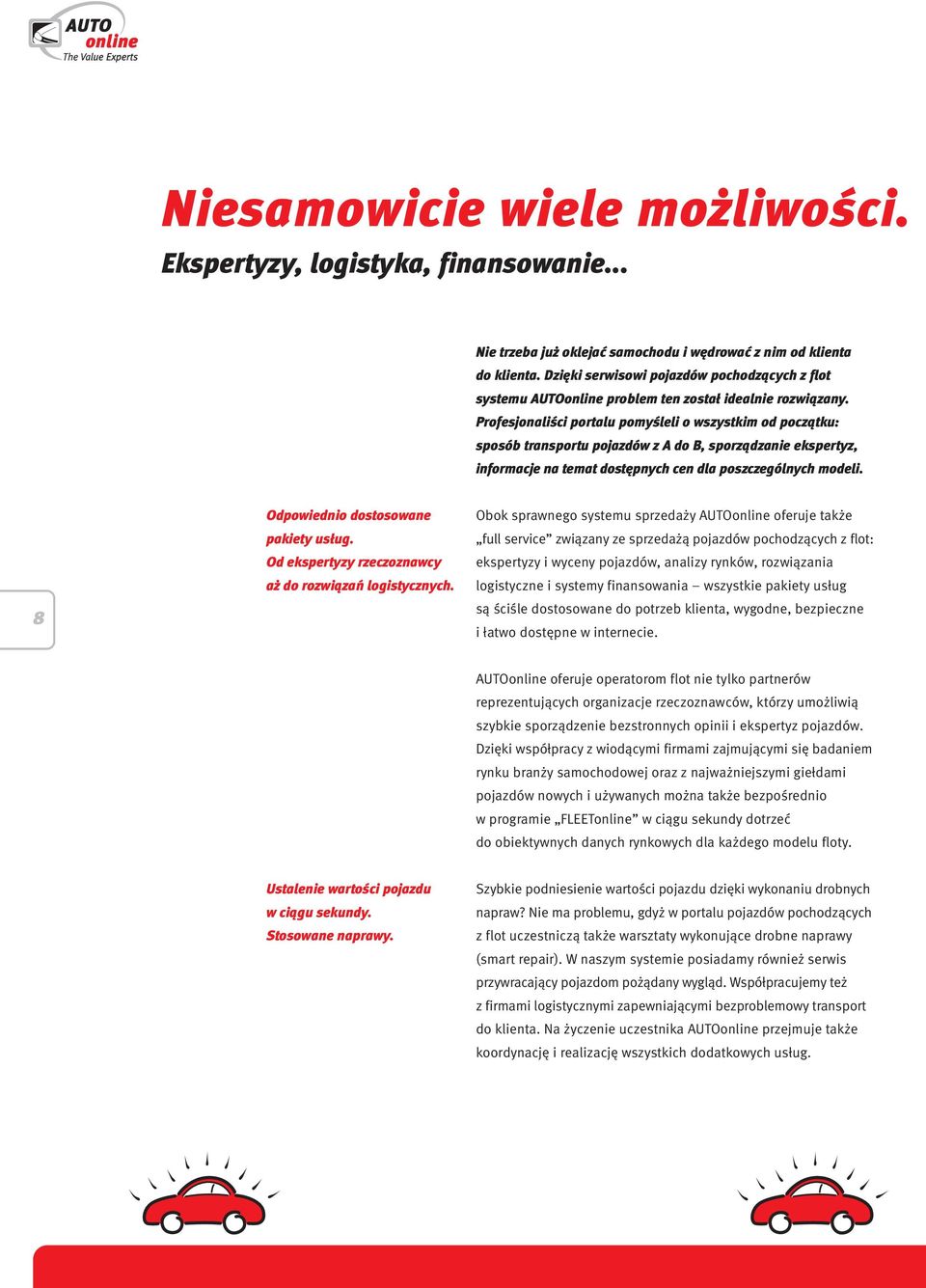 Profesjonaliści portalu pomyśleli o wszystkim od początku: sposób transportu pojazdów z A do B, sporządzanie ekspertyz, informacje na temat dostępnych cen dla poszczególnych modeli.