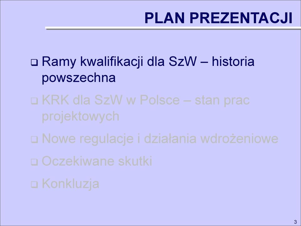 stan prac projektowych Nowe regulacje i