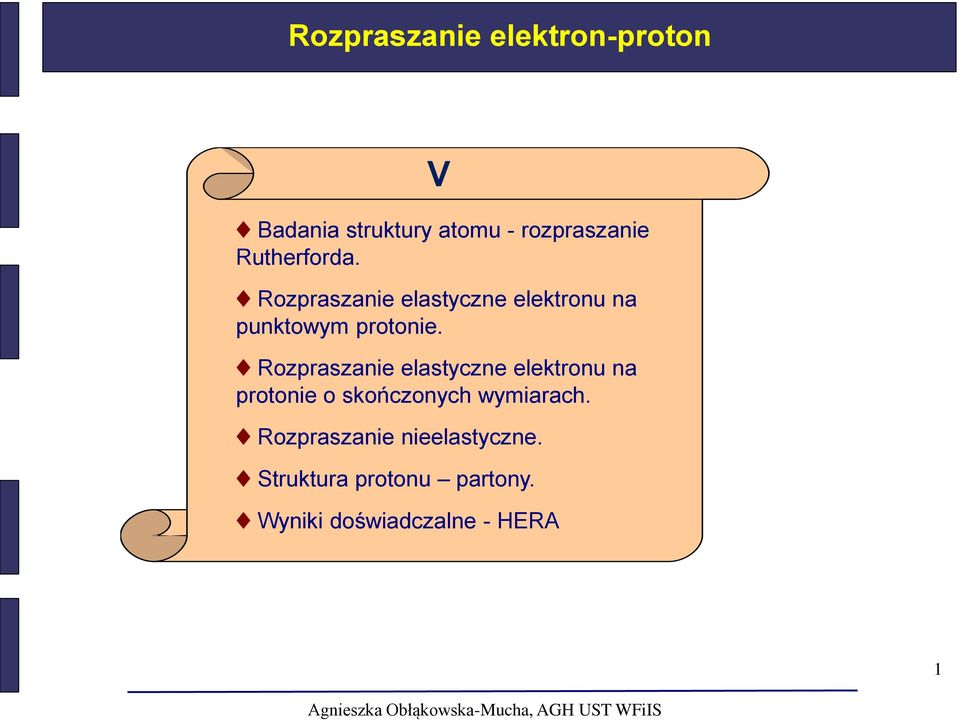 Rozpraszanie elastyczne elektronu na protonie o skończonych wymiarach.