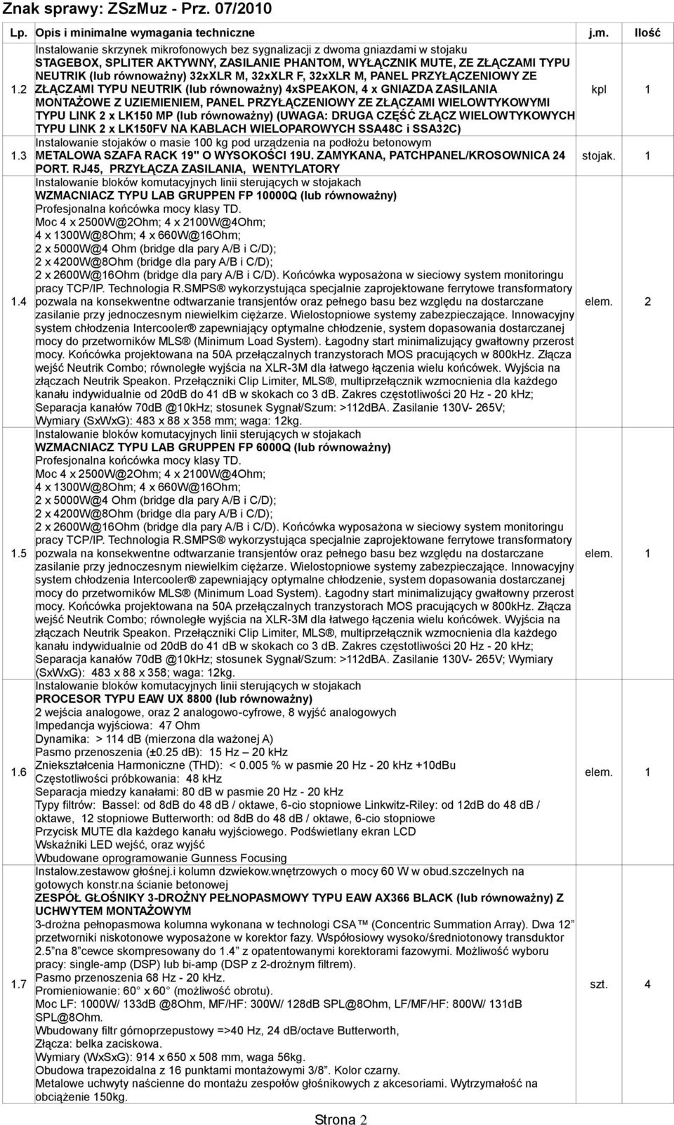 NEUTRIK (lub równoważny) 32xXLR M, 32xXLR F, 32xXLR M, PANEL PRZYŁĄCZENIOWY ZE 1.