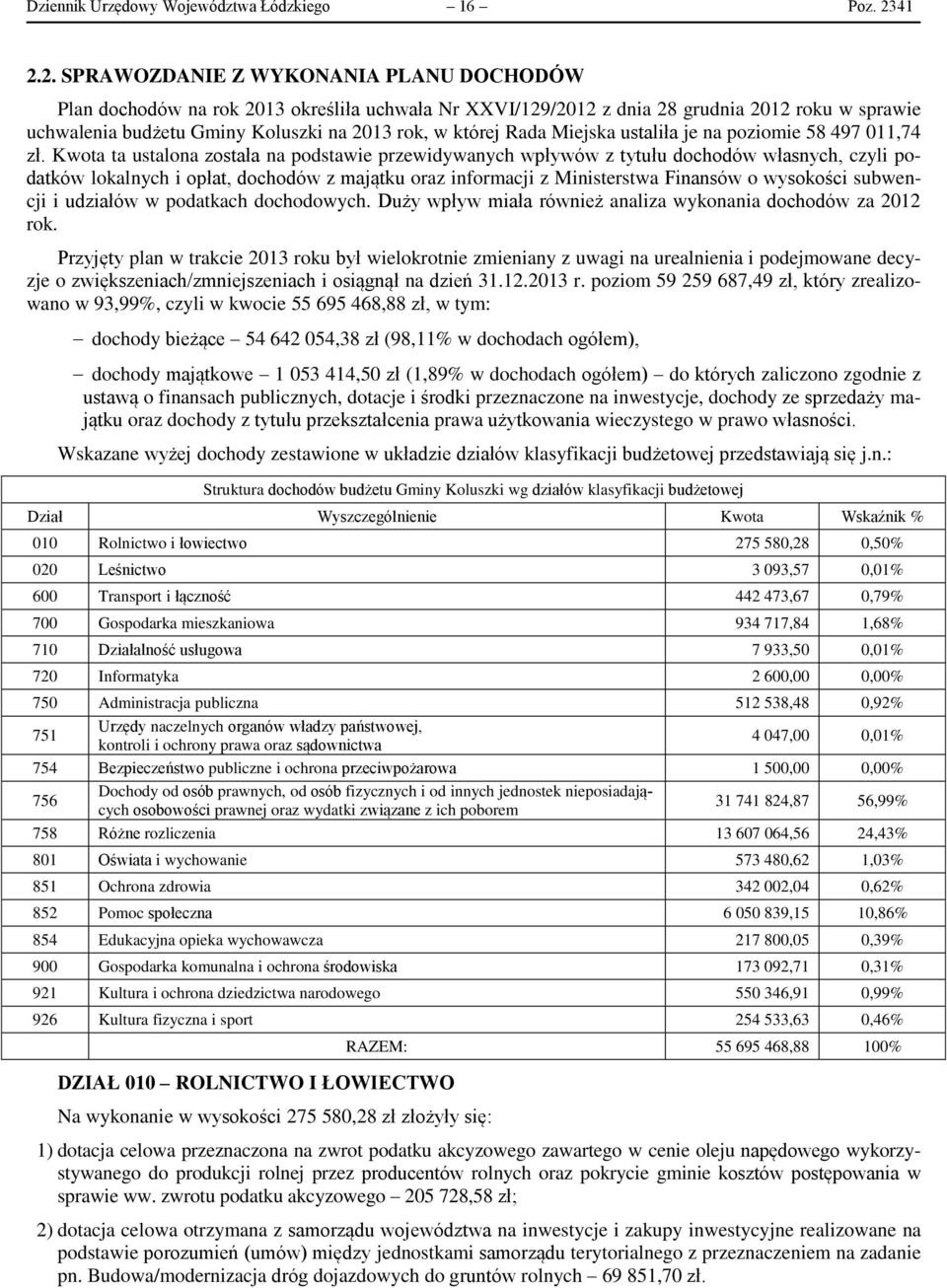 której Rada Miejska ustaliła je na poziomie 58 497 011,74 zł.