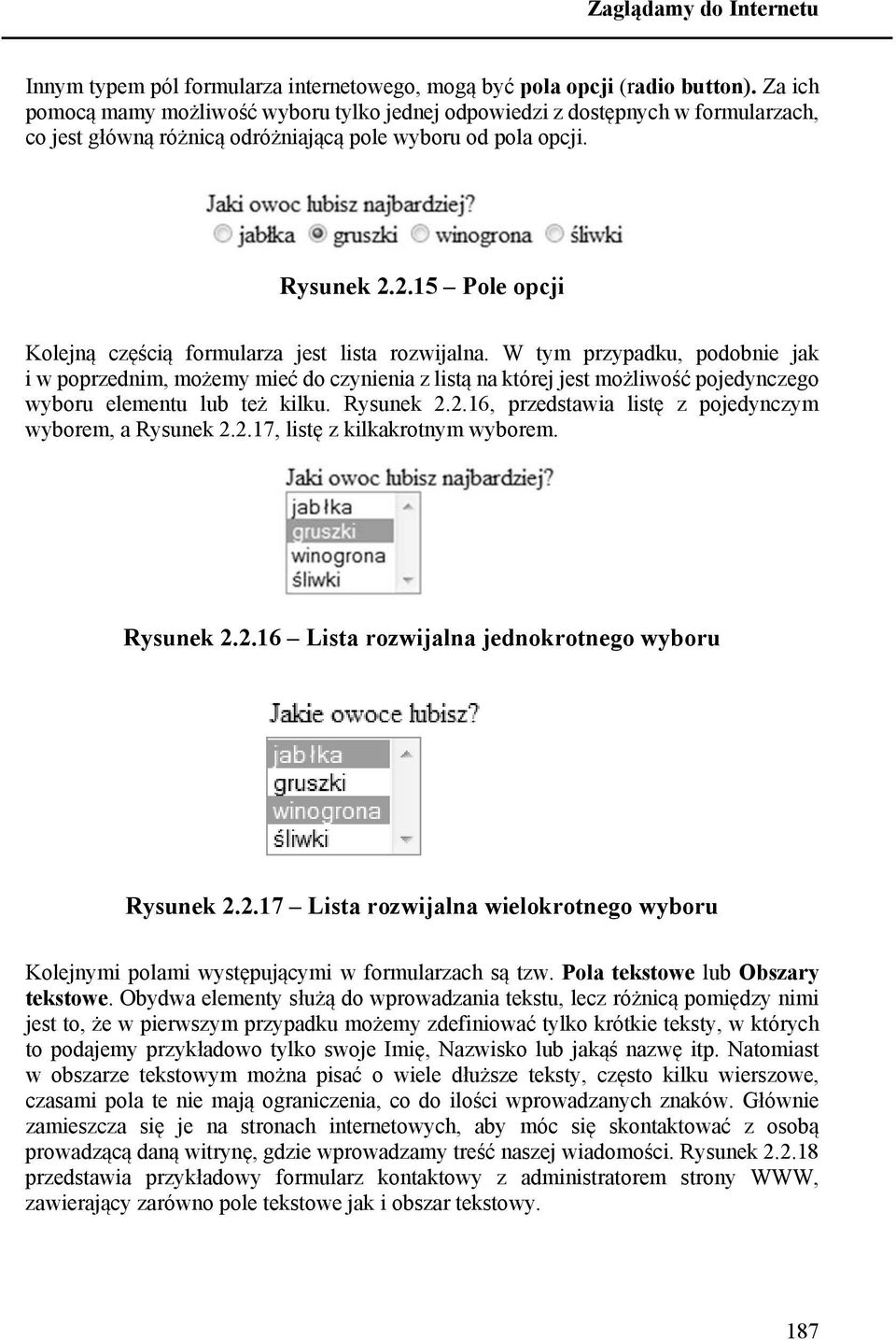 2.15 Pole opcji Kolejną częścią formularza jest lista rozwijalna.