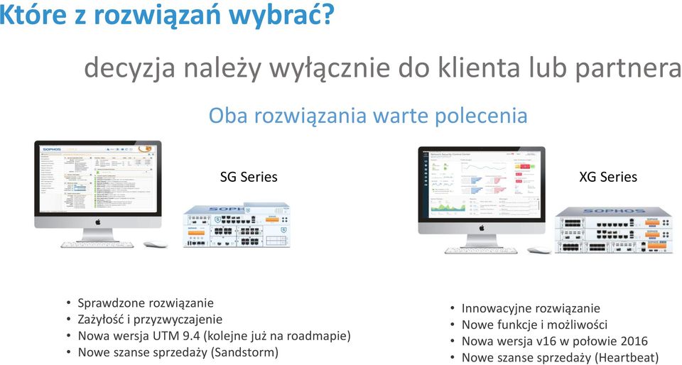 XG Series Sprawdzone rozwiązanie Zażyłość i przyzwyczajenie Nowa wersja UTM 9.