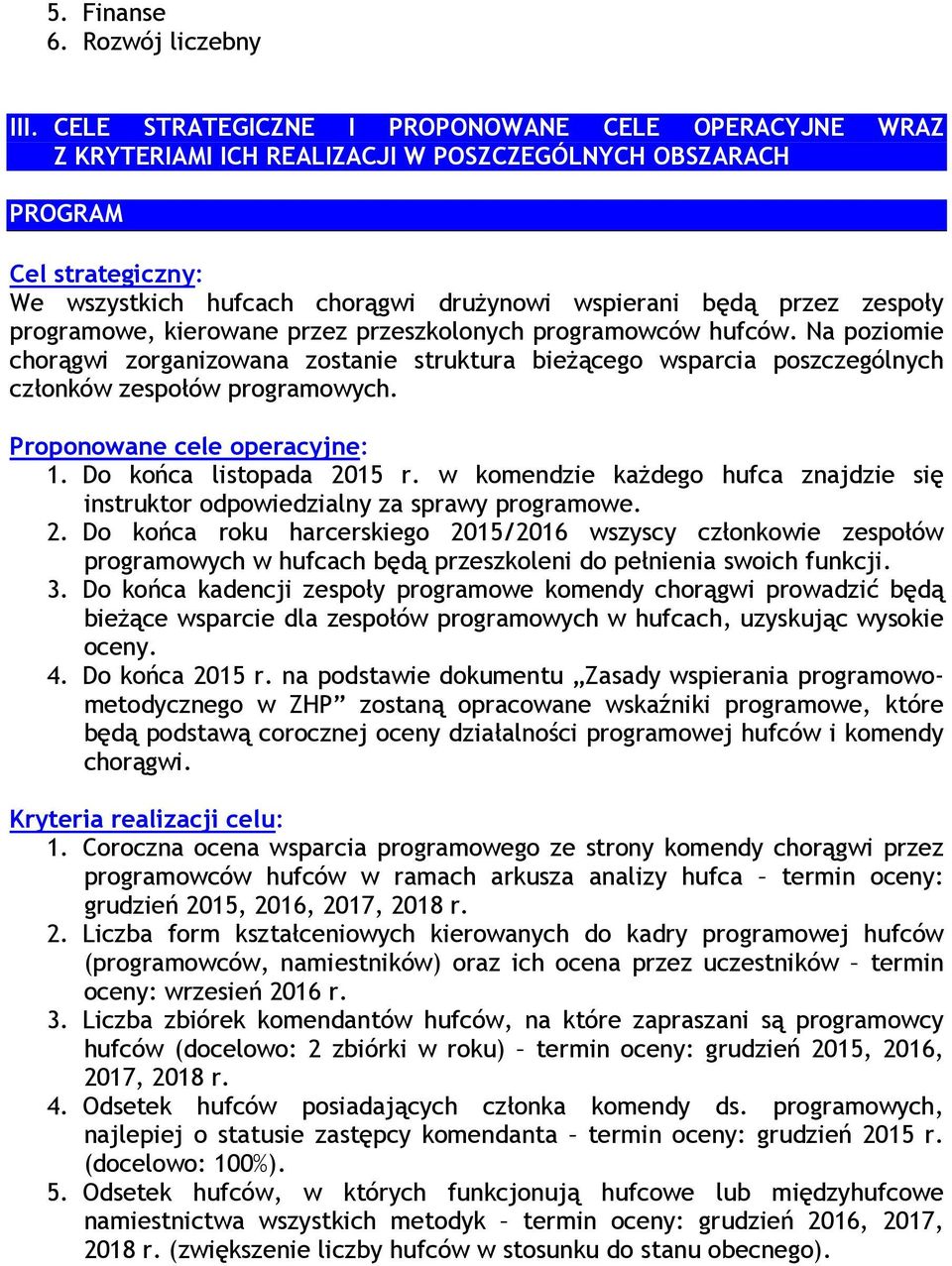 kierowane przez przeszkolonych programowców hufców. Na poziomie chorągwi zorganizowana zostanie struktura bieżącego wsparcia poszczególnych członków zespołów programowych. 1.