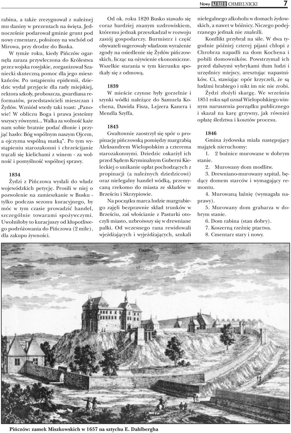 Po ust¹pieniu epidemii, dziedzic wyda³ przyjêcie dla rady miejskiej, rektora szko³y, proboszcza, gwardiana reformatów, przedstawicieli mieszczan i ydów. Wzniós³ wtedy taki toast: Panowie!