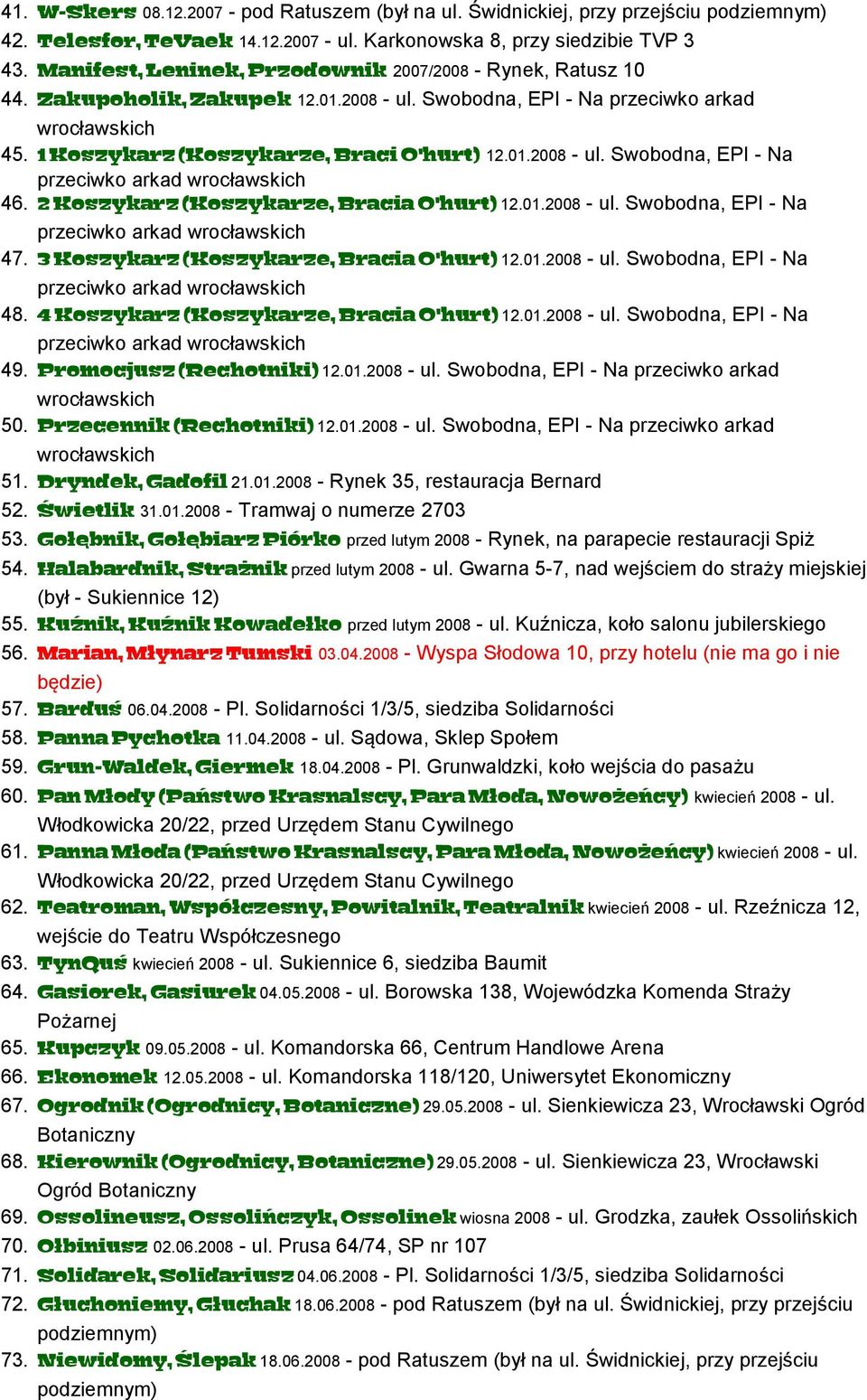 2 Koszykarz (Koszykarze, Bracia O'hurt) 12.01.2008 - ul. Swobodna, EPI - Na przeciwko arkad wrocławskich 47. 3 Koszykarz (Koszykarze, Bracia O'hurt) 12.01.2008 - ul. Swobodna, EPI - Na przeciwko arkad wrocławskich 48.