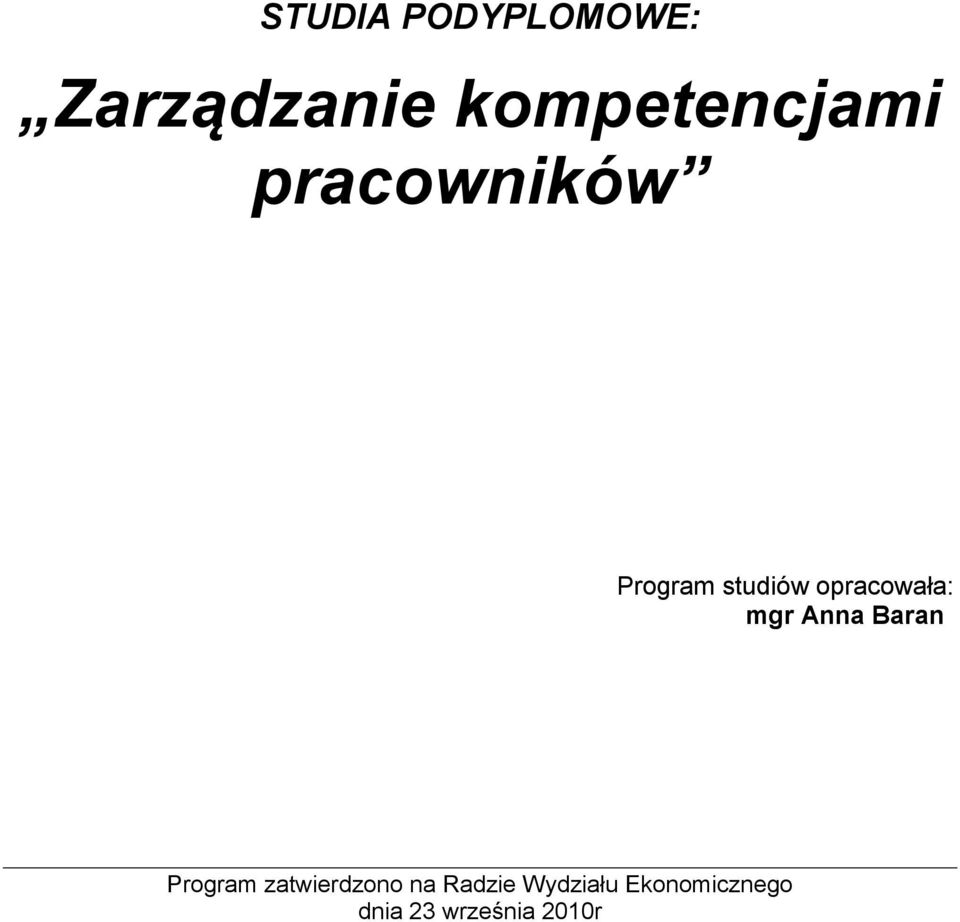 Anna Baran Program zatwierdzono na Radzie