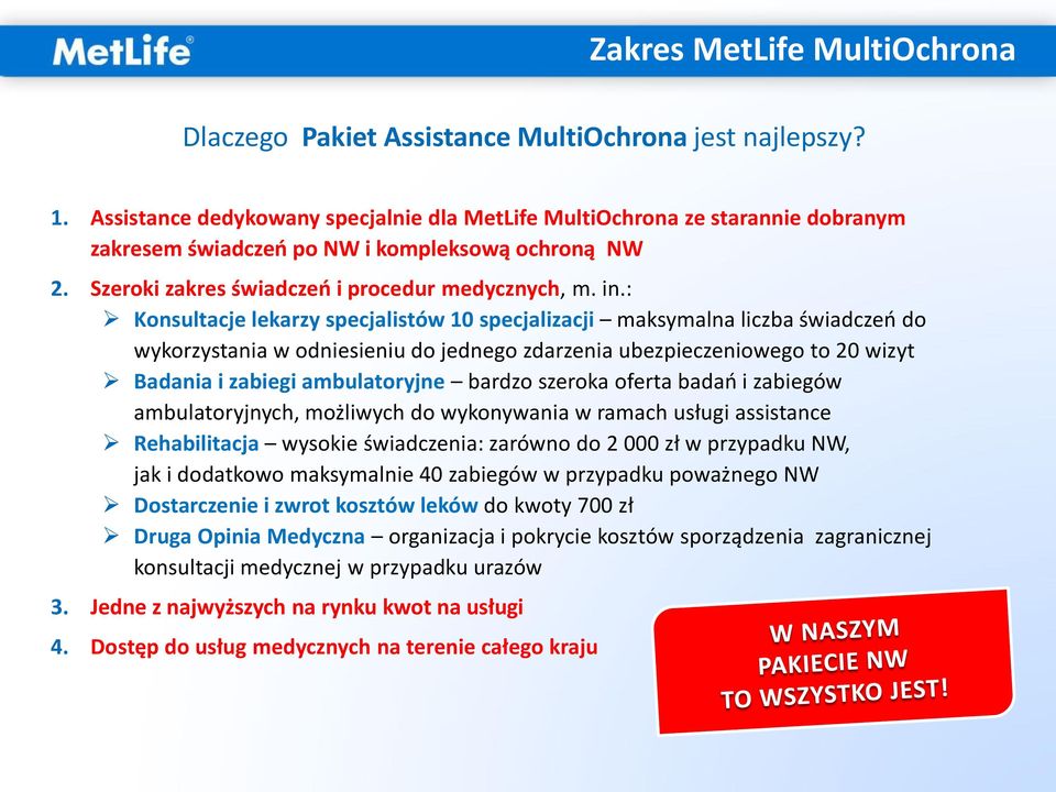 : Konsultacje lekarzy specjalistów 10 specjalizacji maksymalna liczba świadczeń do wykorzystania w odniesieniu do jednego zdarzenia ubezpieczeniowego to 20 wizyt Badania i zabiegi ambulatoryjne