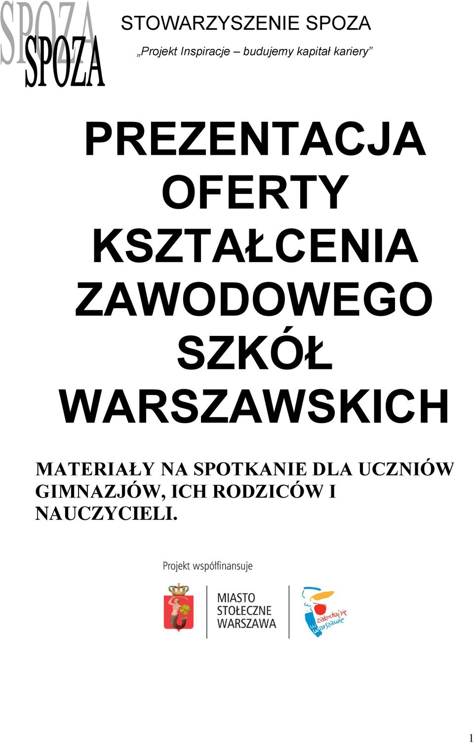 ZAWODOWEGO SZKÓŁ WARSZAWSKICH MATERIAŁY NA