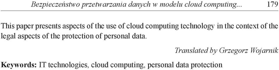 in the context of the legal aspects of the protection of personal data.