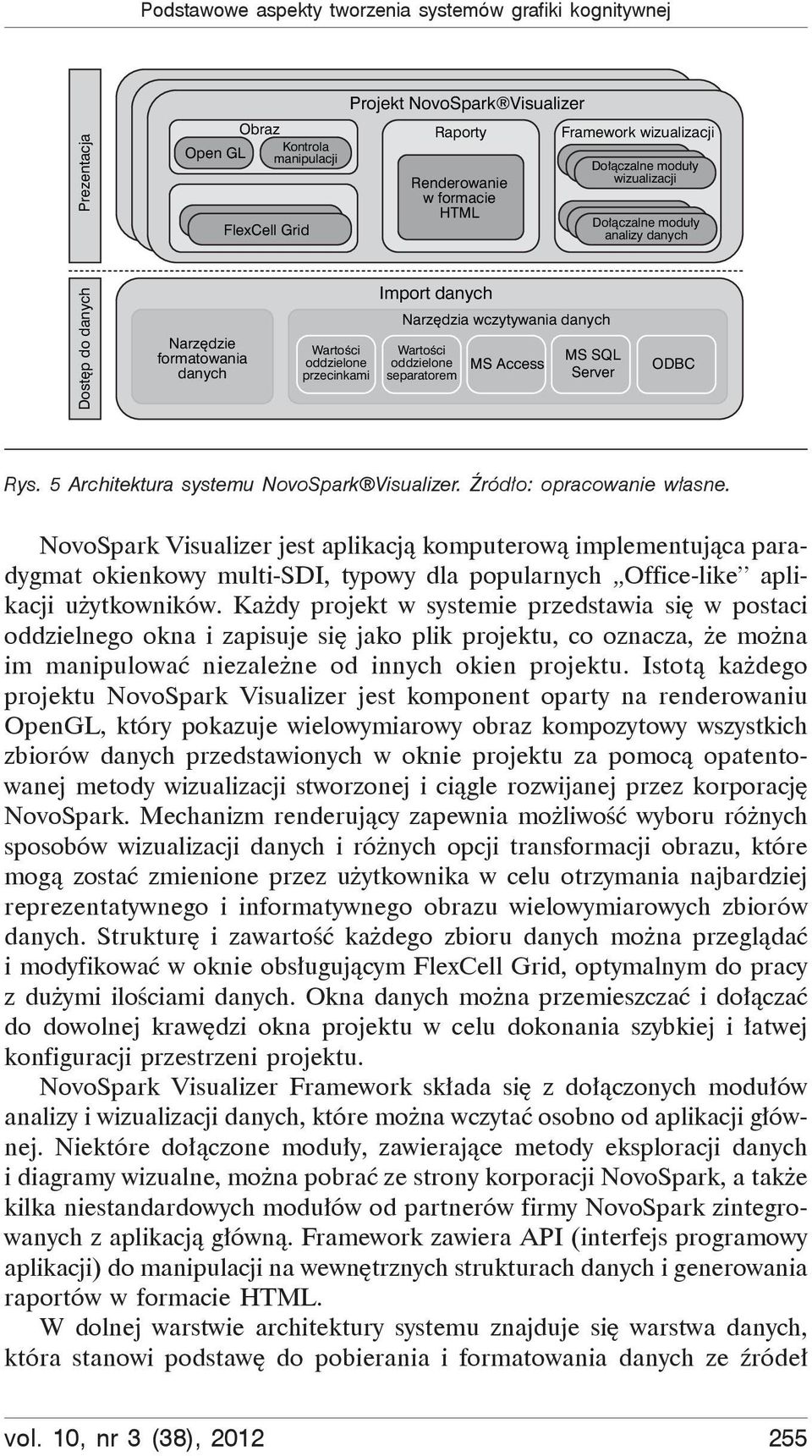 Wartości oddzielone MS Access MS SQL separatorem Server ODBC Rys. 5 Architektura systemu NovoSpark Visualizer. ród o: opracowanie w asne.