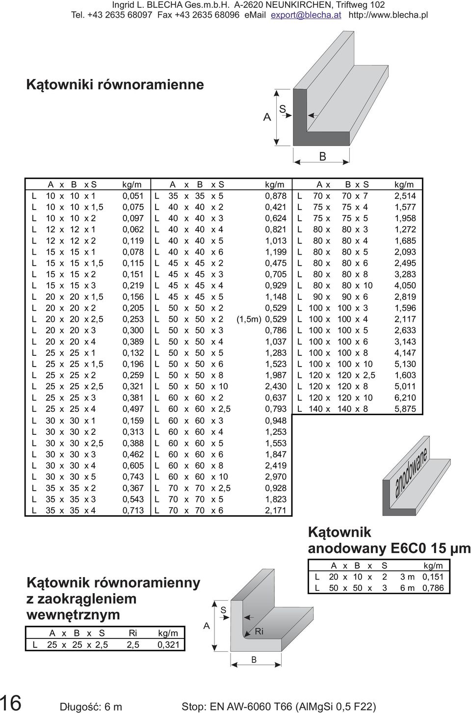 40 x 40 x 6 1,199 L 80 x 80 x 5 2,093 L 15 x 15 x 1,5 0,115 L 45 x 45 x 2 0,475 L 80 x 80 x 6 2,495 L 15 x 15 x 2 0,151 L 45 x 45 x 3 0,705 L 80 x 80 x 8 3,283 L 15 x 15 x 3 0,219 L 45 x 45 x 4 0,929