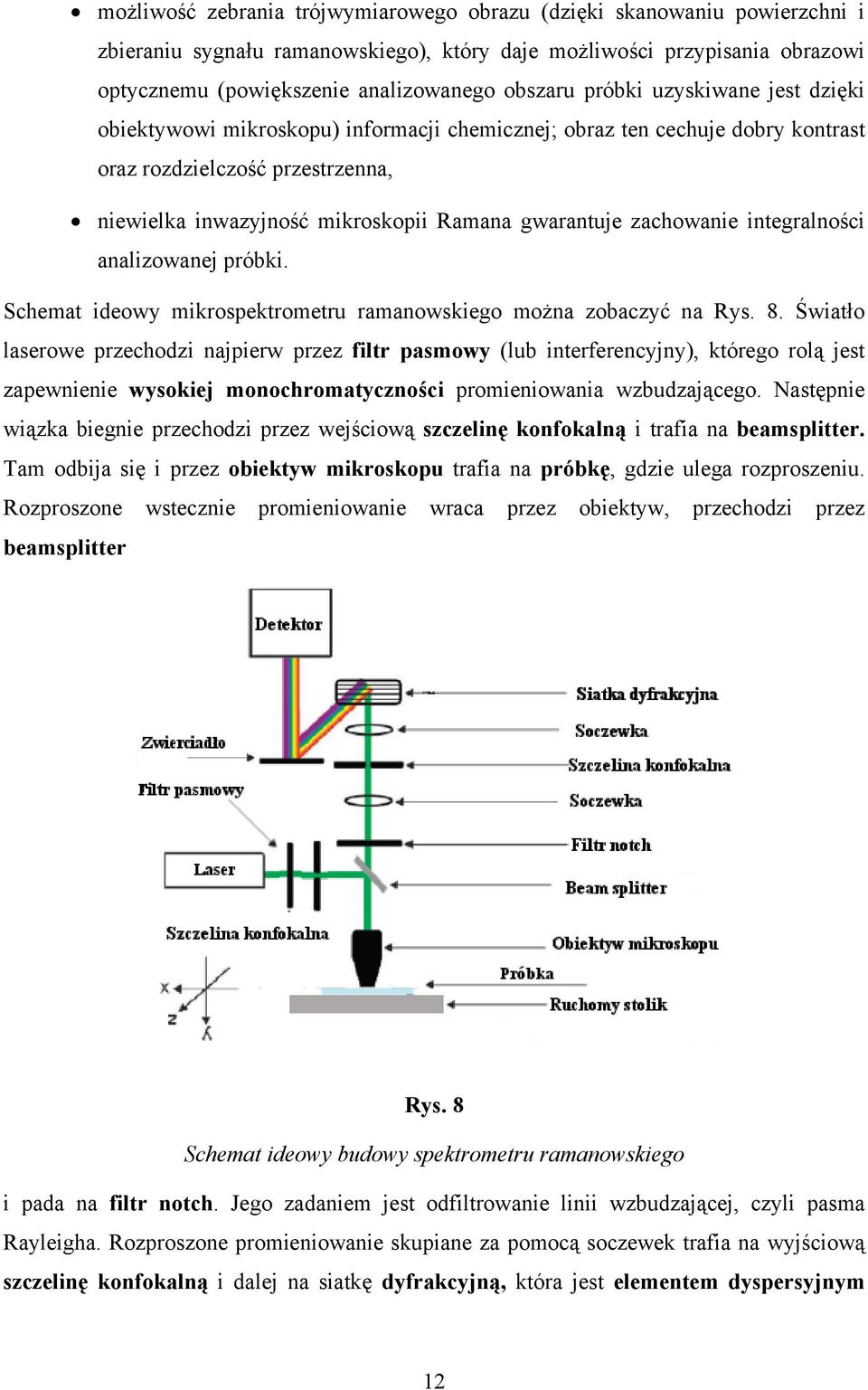 zachowanie integralności analizowanej próbki. Schemat ideowy mikrospektrometru ramanowskiego można zobaczyć na Rys. 8.