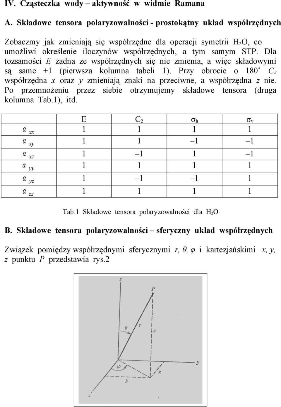 Dla tożsamości E żadna ze współrzędnych się nie zmienia, a więc składowymi są same (pierwsza kolumna tabeli ).