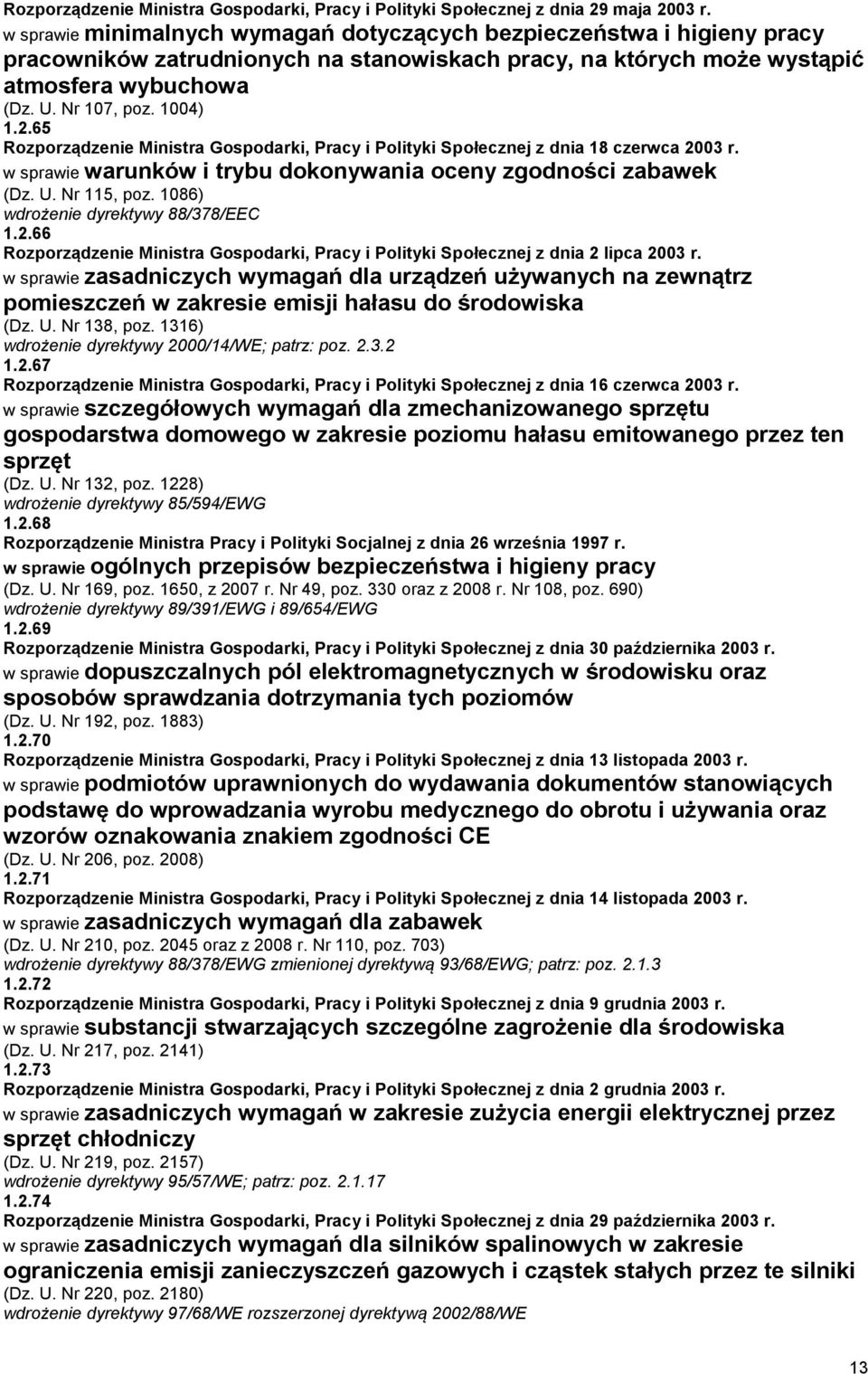 65 Rozporządzenie Ministra Gospodarki, Pracy i Polityki Społecznej z dnia 18 czerwca 2003 r. w sprawie warunków i trybu dokonywania oceny zgodności zabawek (Dz. U. Nr 115, poz.