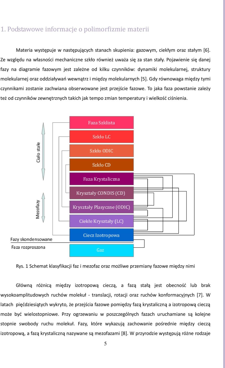 Pojawienie się danej fazy na diagramie fazowym jest zależne od kilku czynników: dynamiki molekularnej, struktury molekularnej oraz oddziaływań wewnątrz i między molekularnych [5].