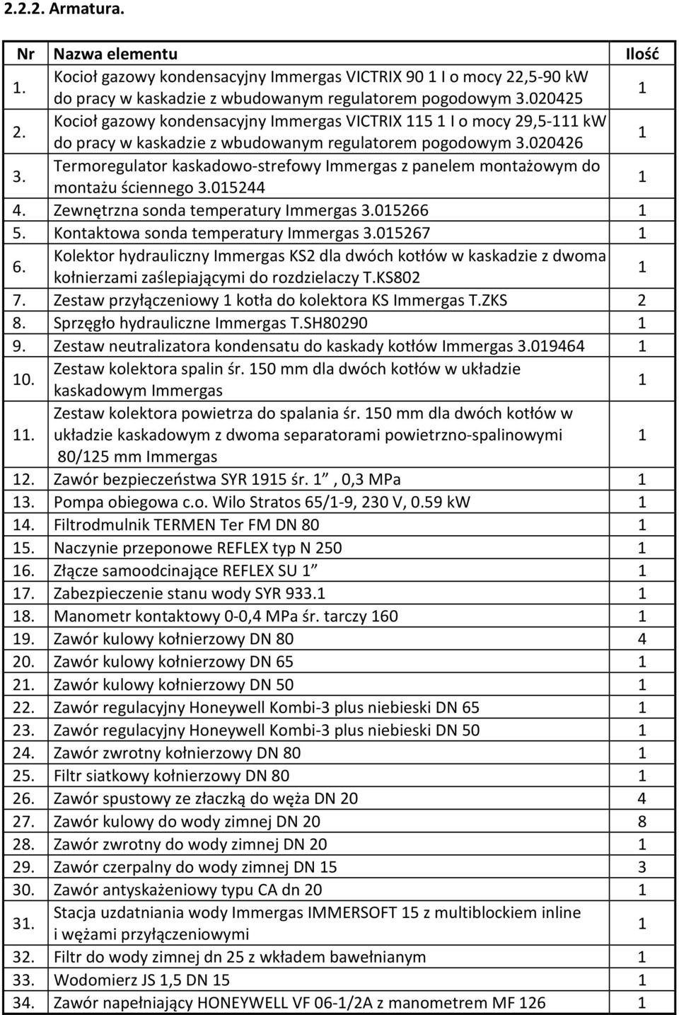 Termoregulator kaskadowo-strefowy Immergas z panelem montażowym do montażu ściennego 3.05244 4. Zewnętrzna sonda temperatury Immergas 3.05266 5. Kontaktowa sonda temperatury Immergas 3.05267 6.